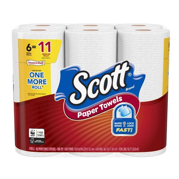 Scott Choose-A-Sheet Paper Towels 102 sheet 1 ply 6 pk 16447